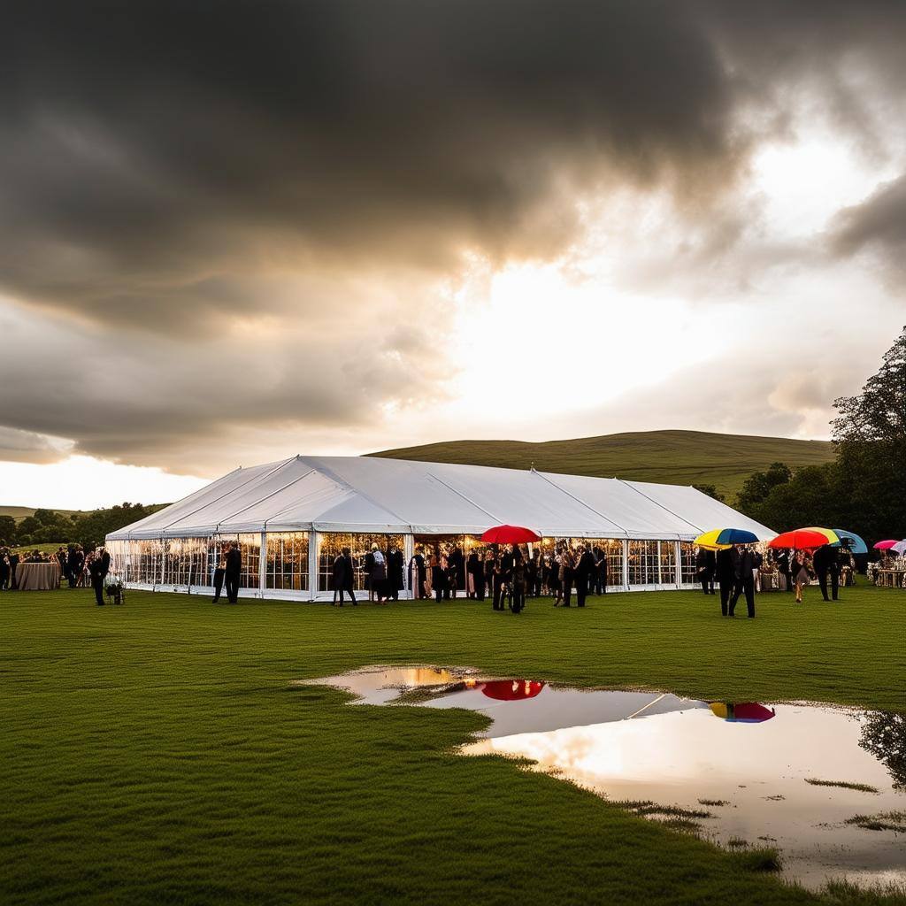 An elegant and stylish marquee in Scotland where the rain is likely to appear during the event.